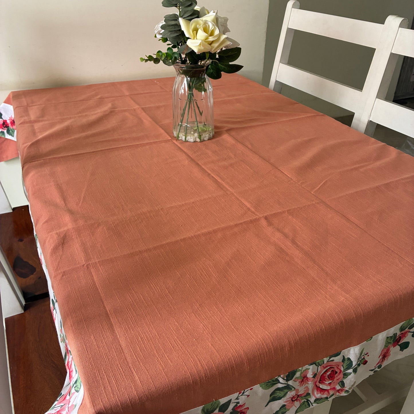 Plain with Floral Border 4 Seater Table Covers