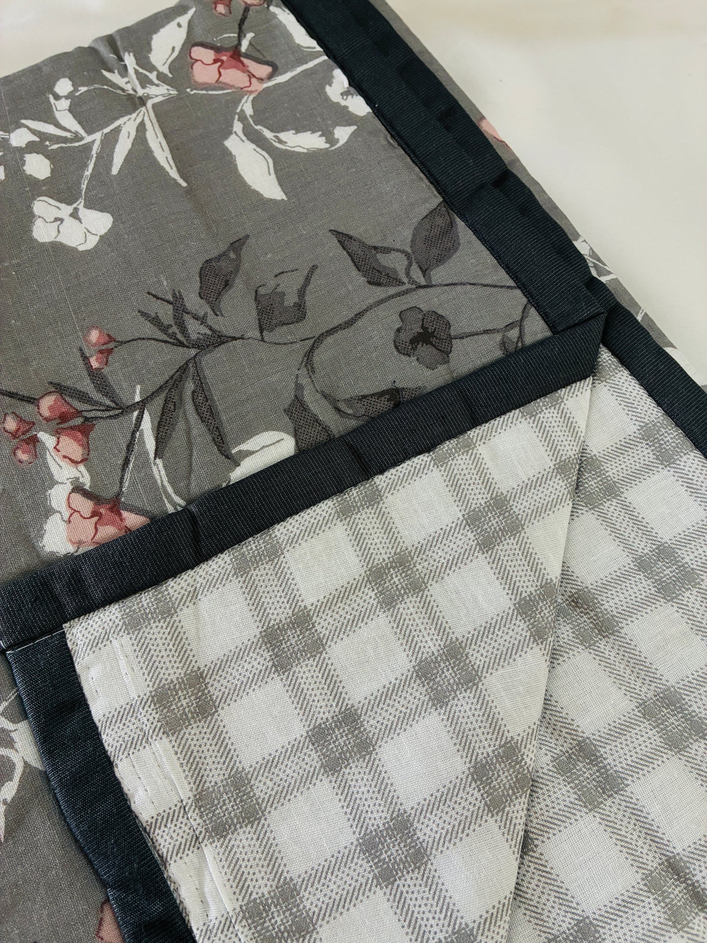 Elephant Grey Floral Single Size Cotton Dohar
