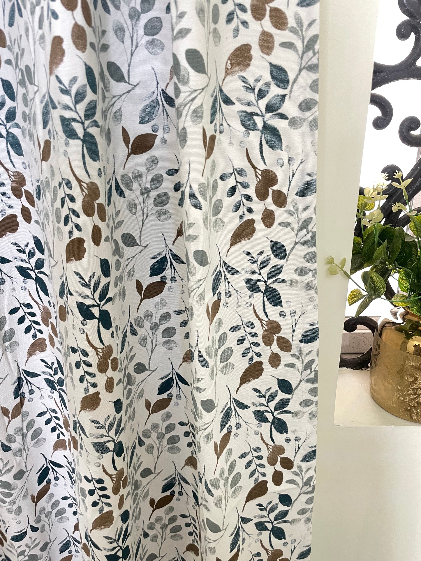 Leaf Print Cotton Curtains