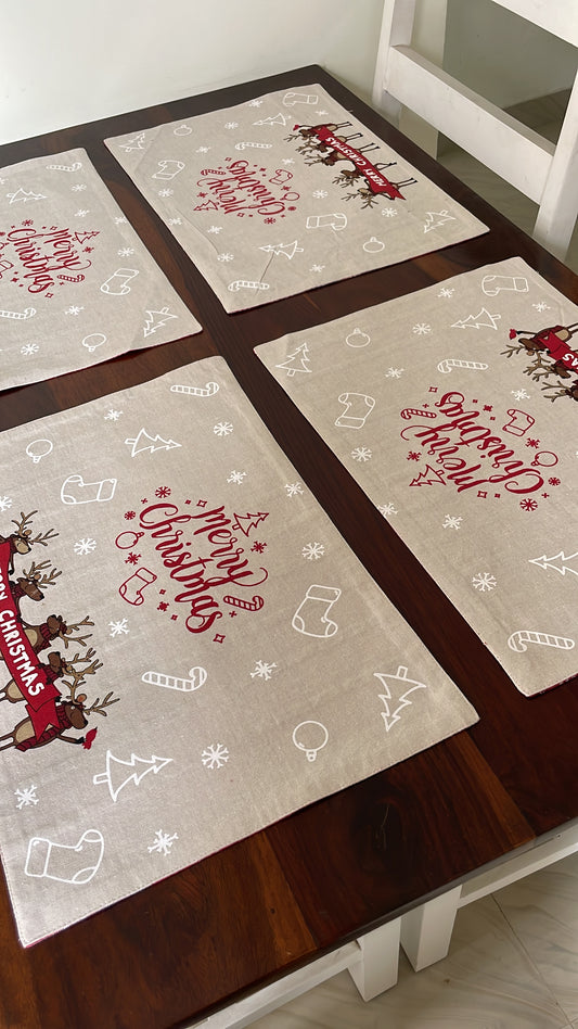Floral Dining Table Mats-Reversible ( Set Of 6 )