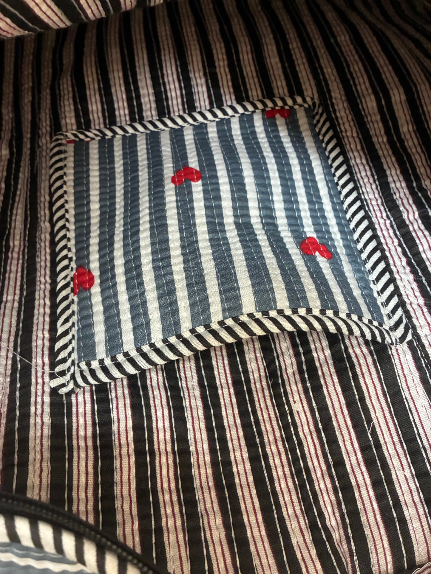 Large Quilted Tote Bag with Zip Closure