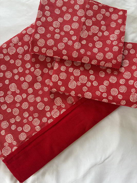 Red Spiral Floral Queen Size bedspread 90x100 inches