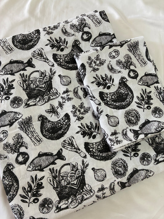 Black & White Single Size Cotton Bedspread with 1 Pillow Cover 60 x 90 in