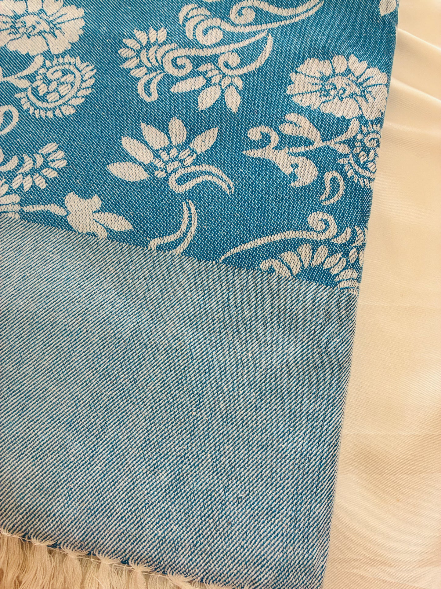 Blue Floral Double Size Cotton Blanket