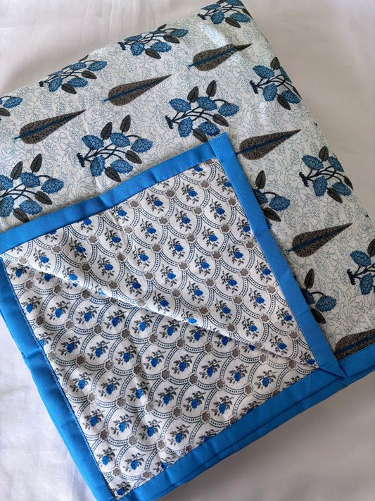 Blue Reversible Cotton Double Size Dohar