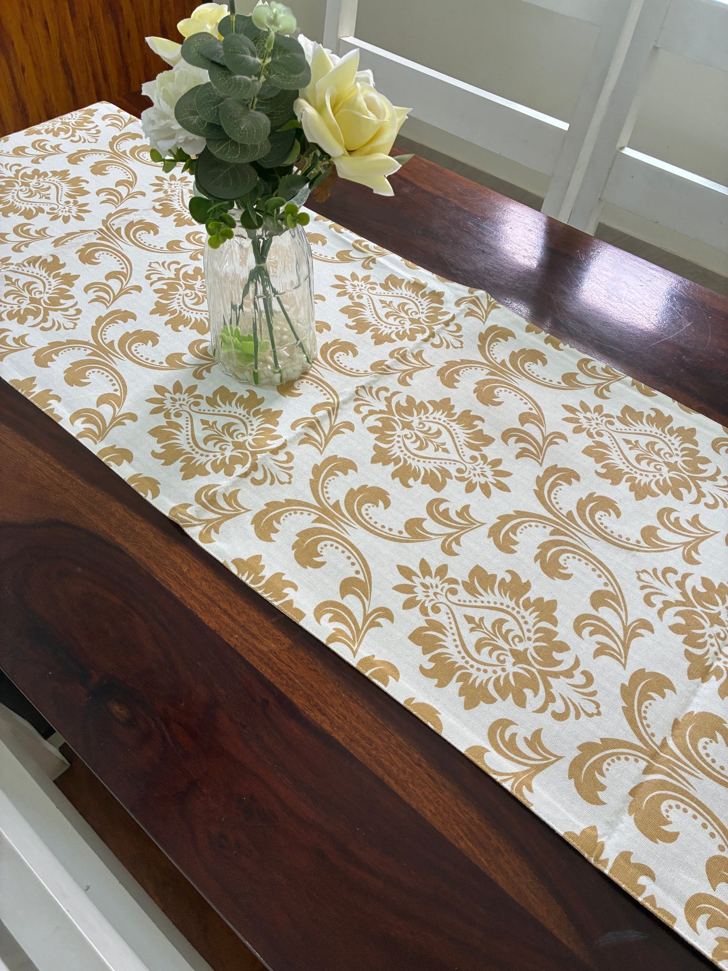 Brown Motif Reversible Table Runner 5.5 ft  long