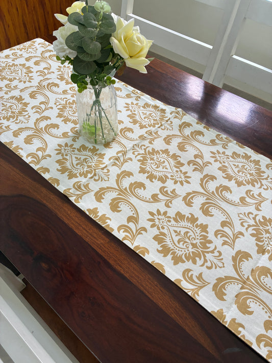 Brown Motif Reversible Table Runner 5.5 ft  long
