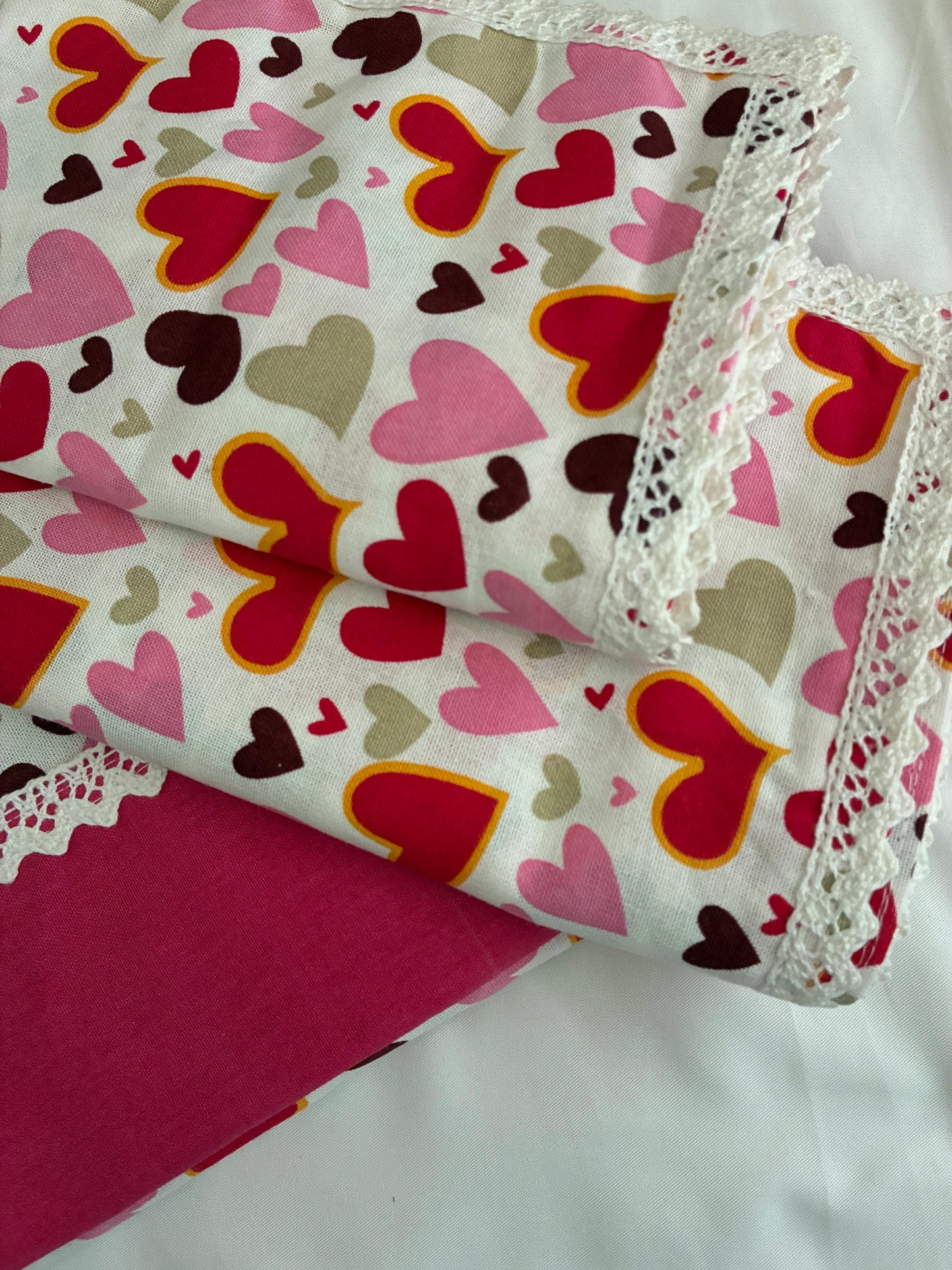 Hearts Lace King Size Cotton Bedspread 100x110 in