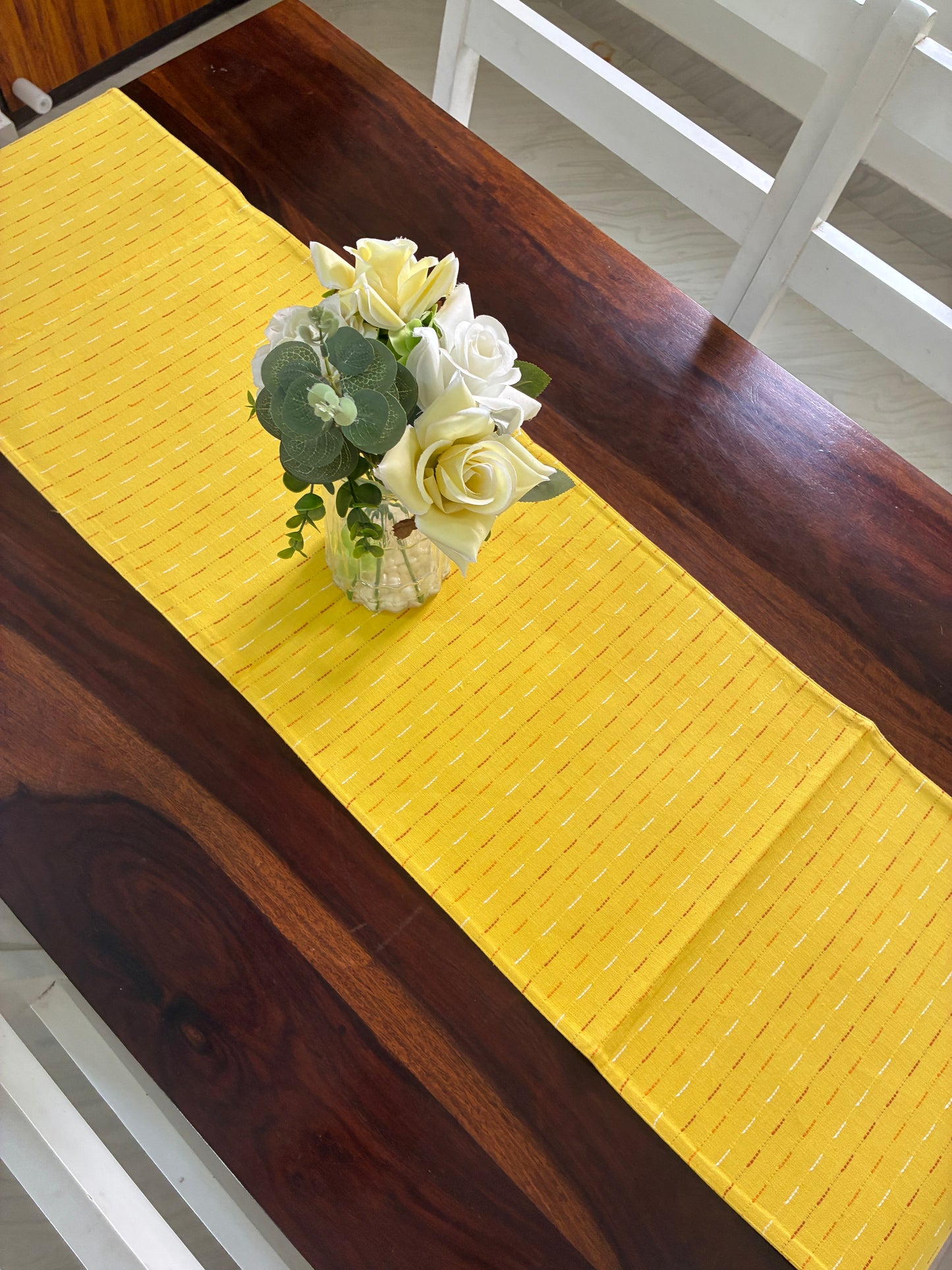 Yellow Stripes Table Runner 5ft long