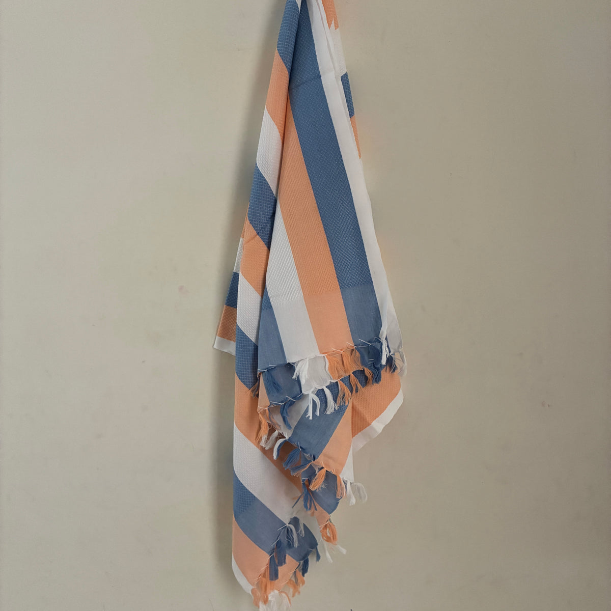 Blue with orange Cotton Bath Towels
