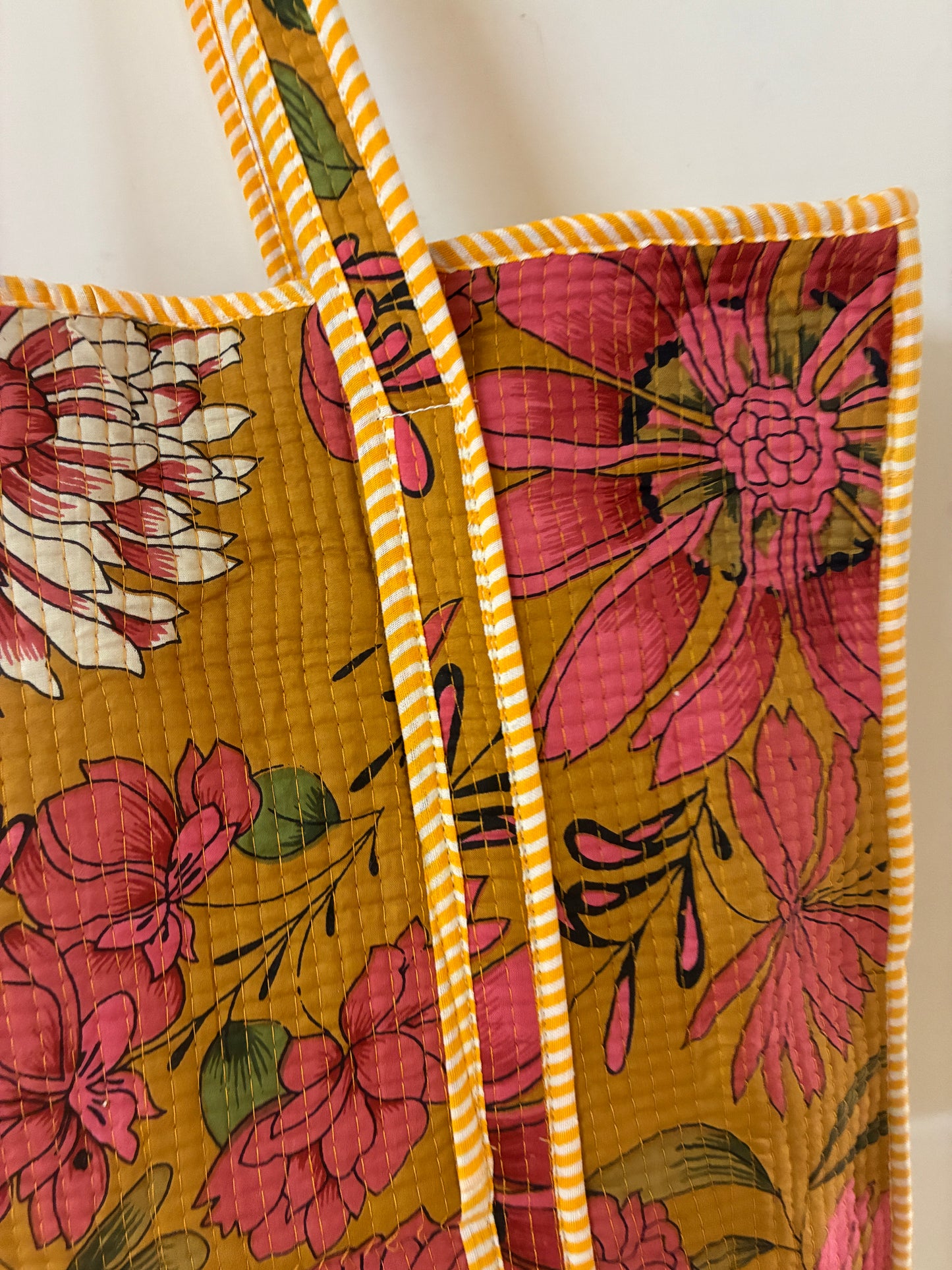 Large Quilted Tote Bag with Zip Closure