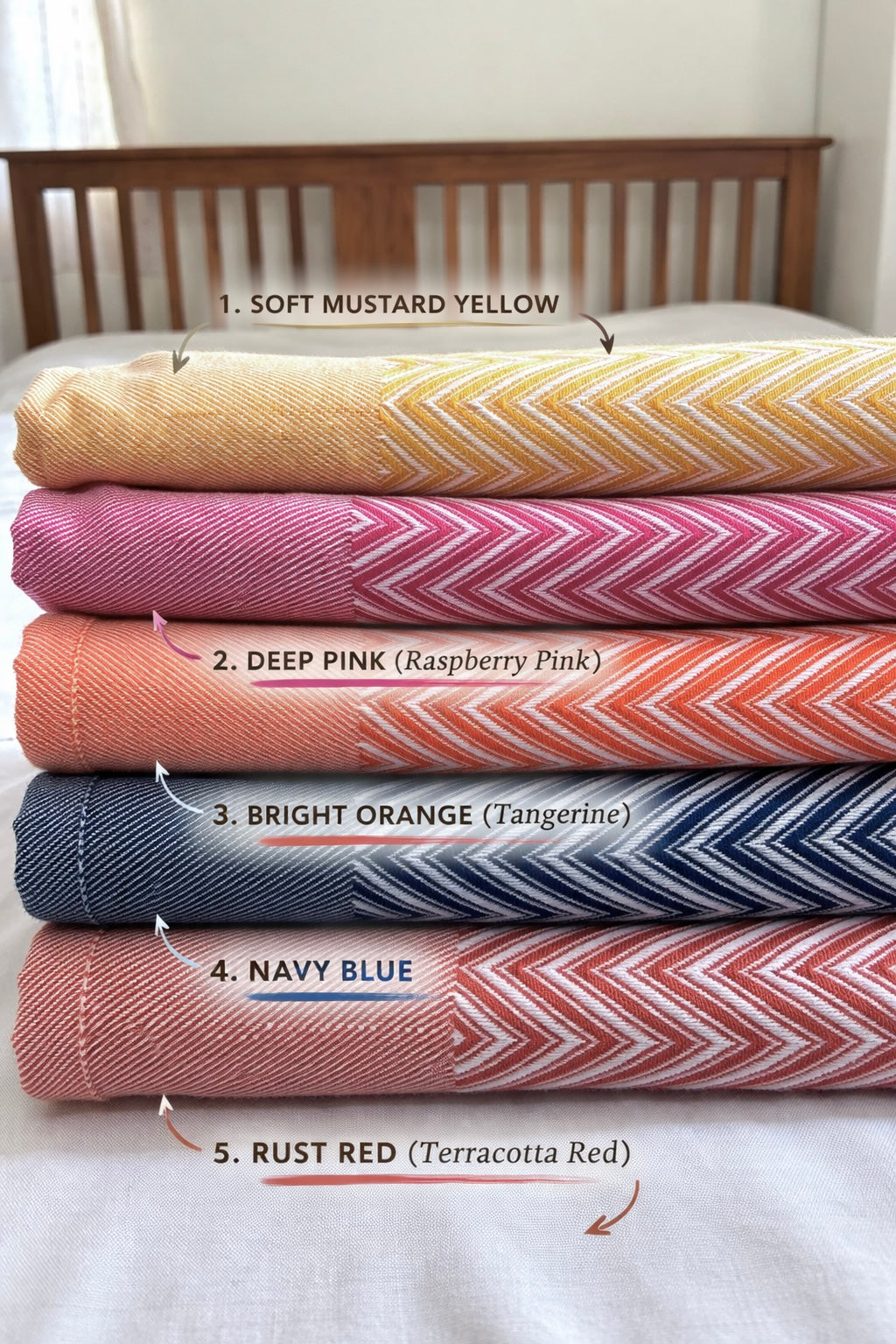 Herringbone Single Size Cotton Blanket / Throw