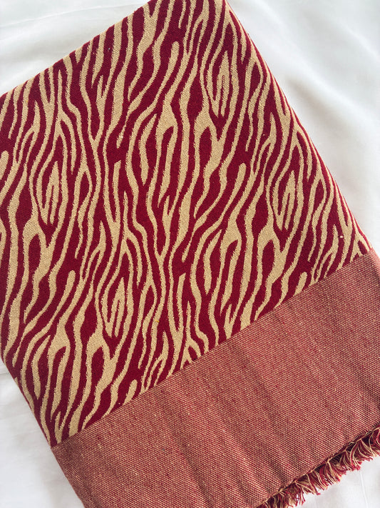 Thick Red Cotton Blanket / Throw