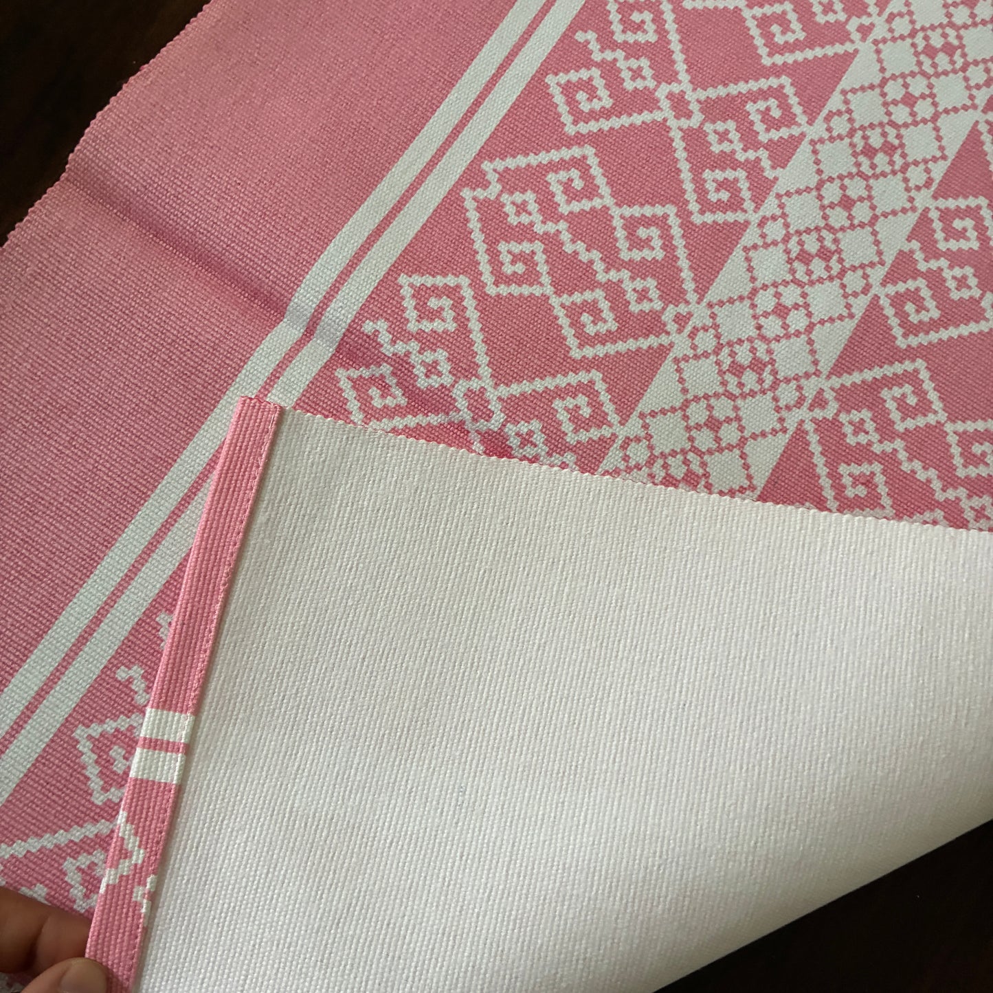 Pink Kolam Table Runner 3 ft long