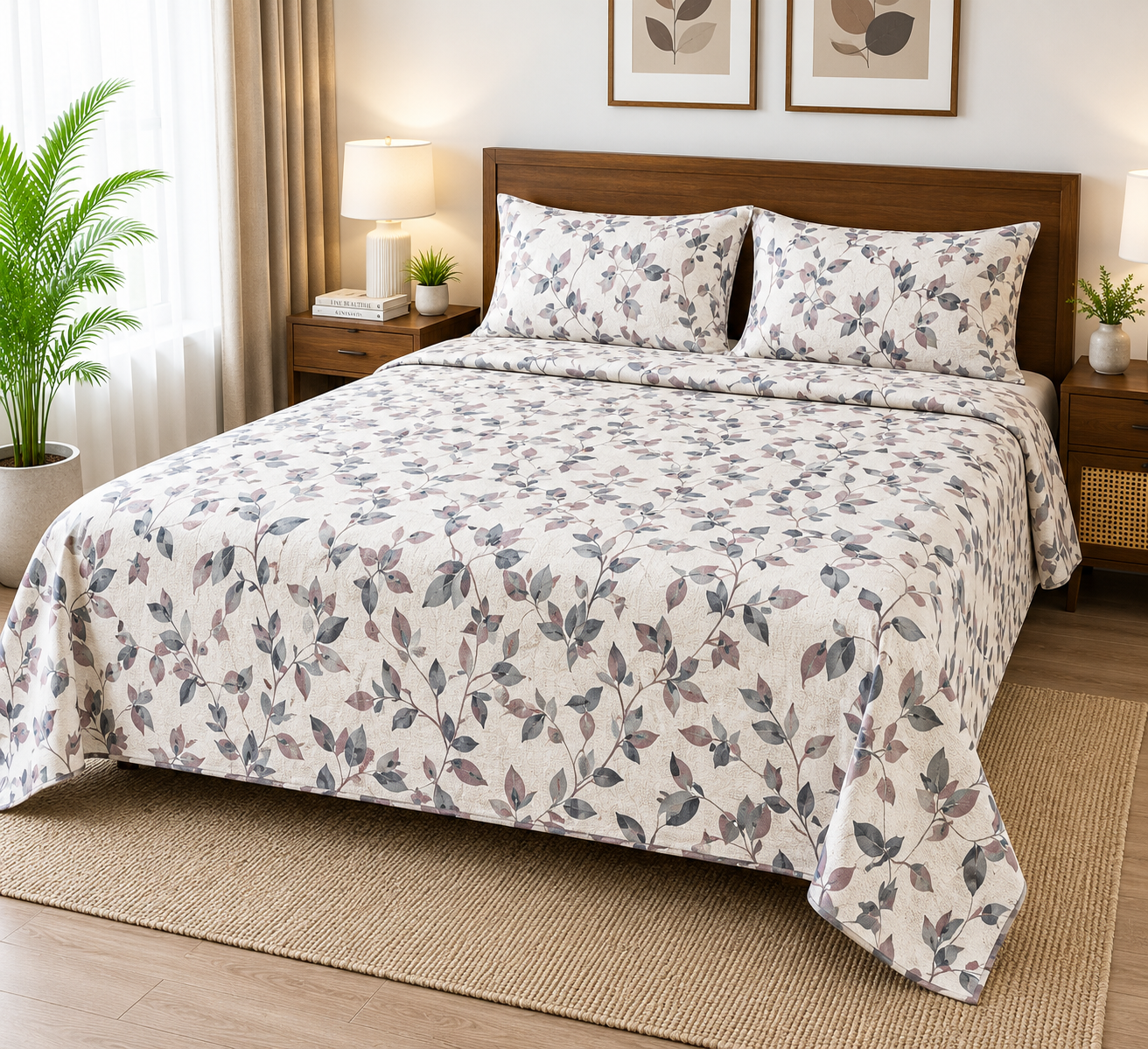 300TC Premium King Size Cotton Bedspread 108x108 inches