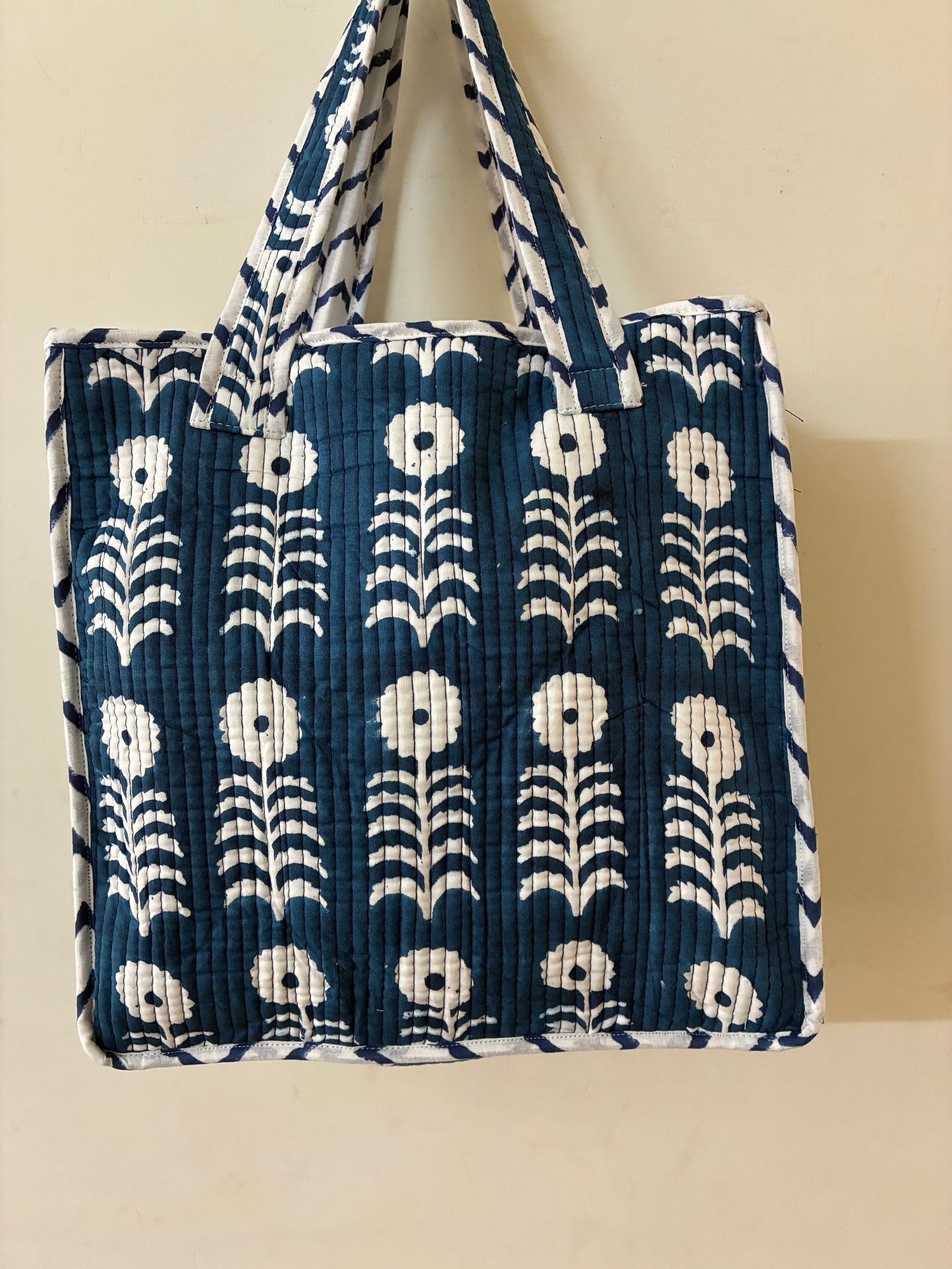 Quilted Waterproof Mini Tote / Lunch Bag with Zip Closure
