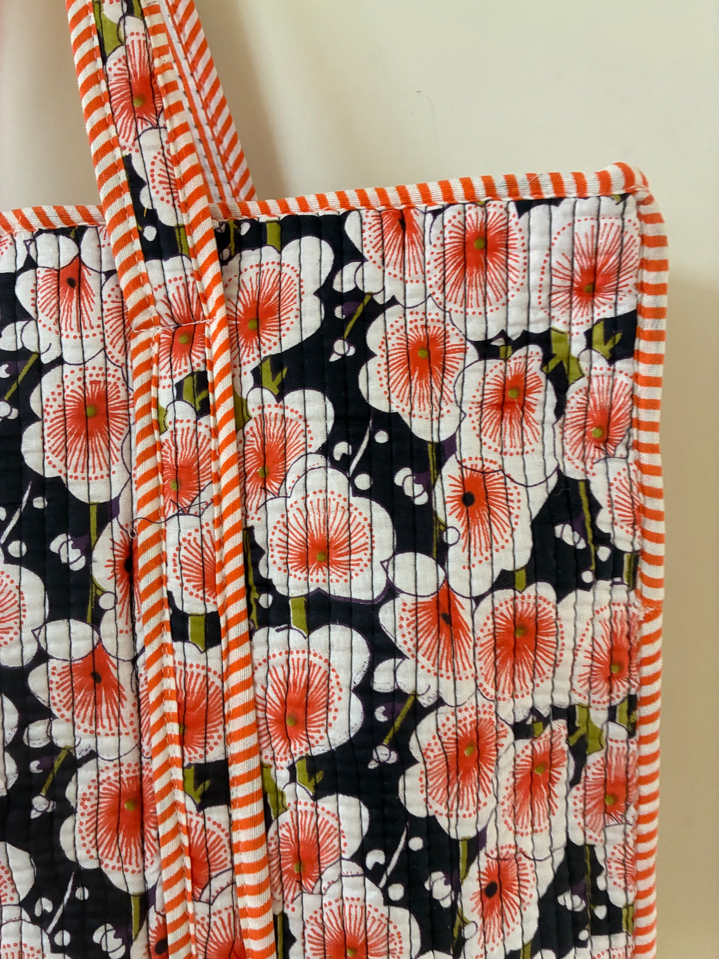 Large Quilted Tote Bag with Zip Closure