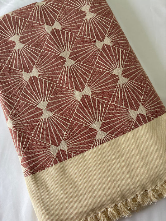 Maroon Lines Double Size Cotton Blanket