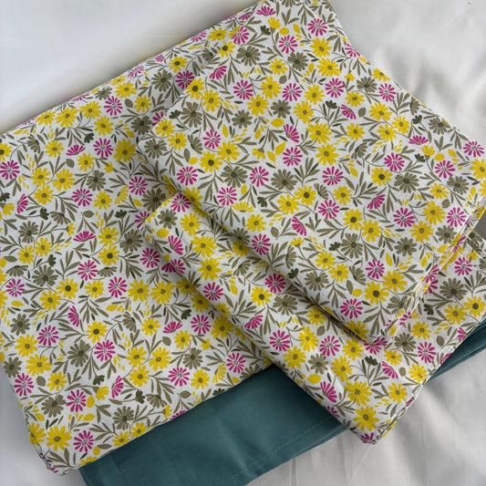 Pink Daisy King Size Cotton Bedspread 100x110 in
