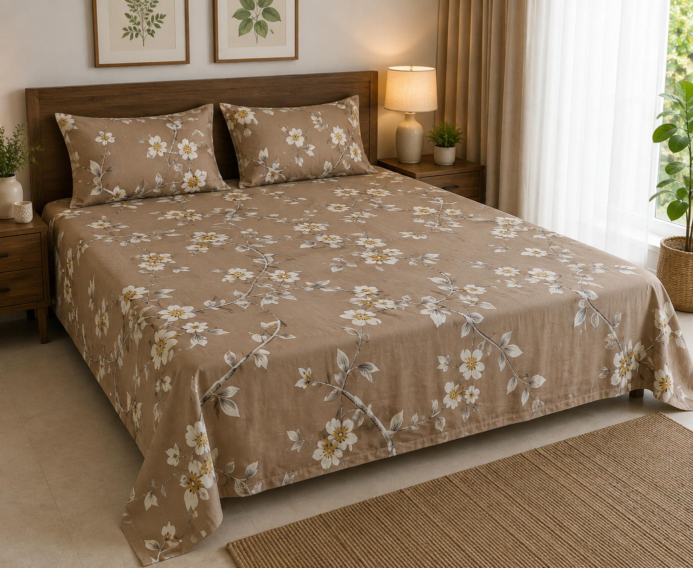 Super King Size Bedspread 120x 120 inches (2 PILLOW COVERS)