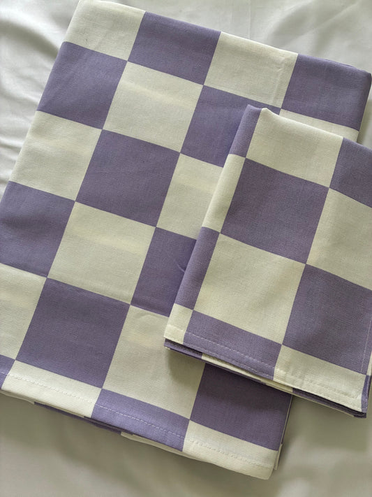 Big Checks Single Size Cotton Bedspread with 1 Pillow Cover 60 x 90 in