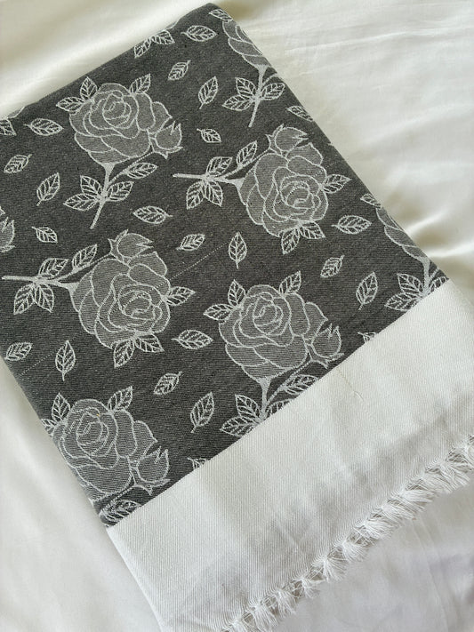 Grey Roses Single Size Blanket / Throw