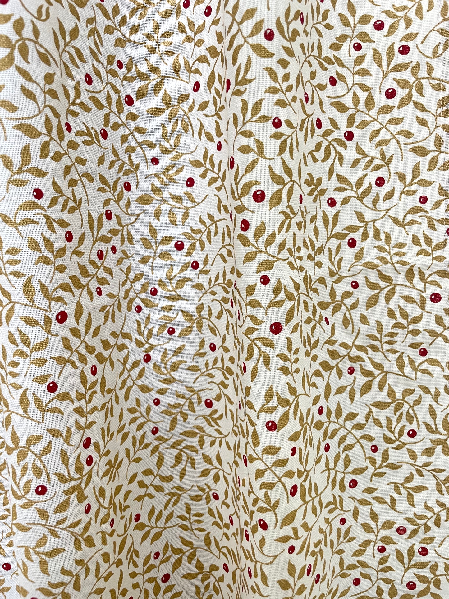 Brown Leaf & Berry Print Cotton Curtains