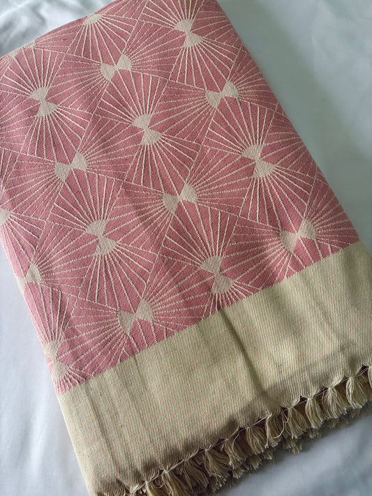 Pink Lines Double Size Cotton Blanket