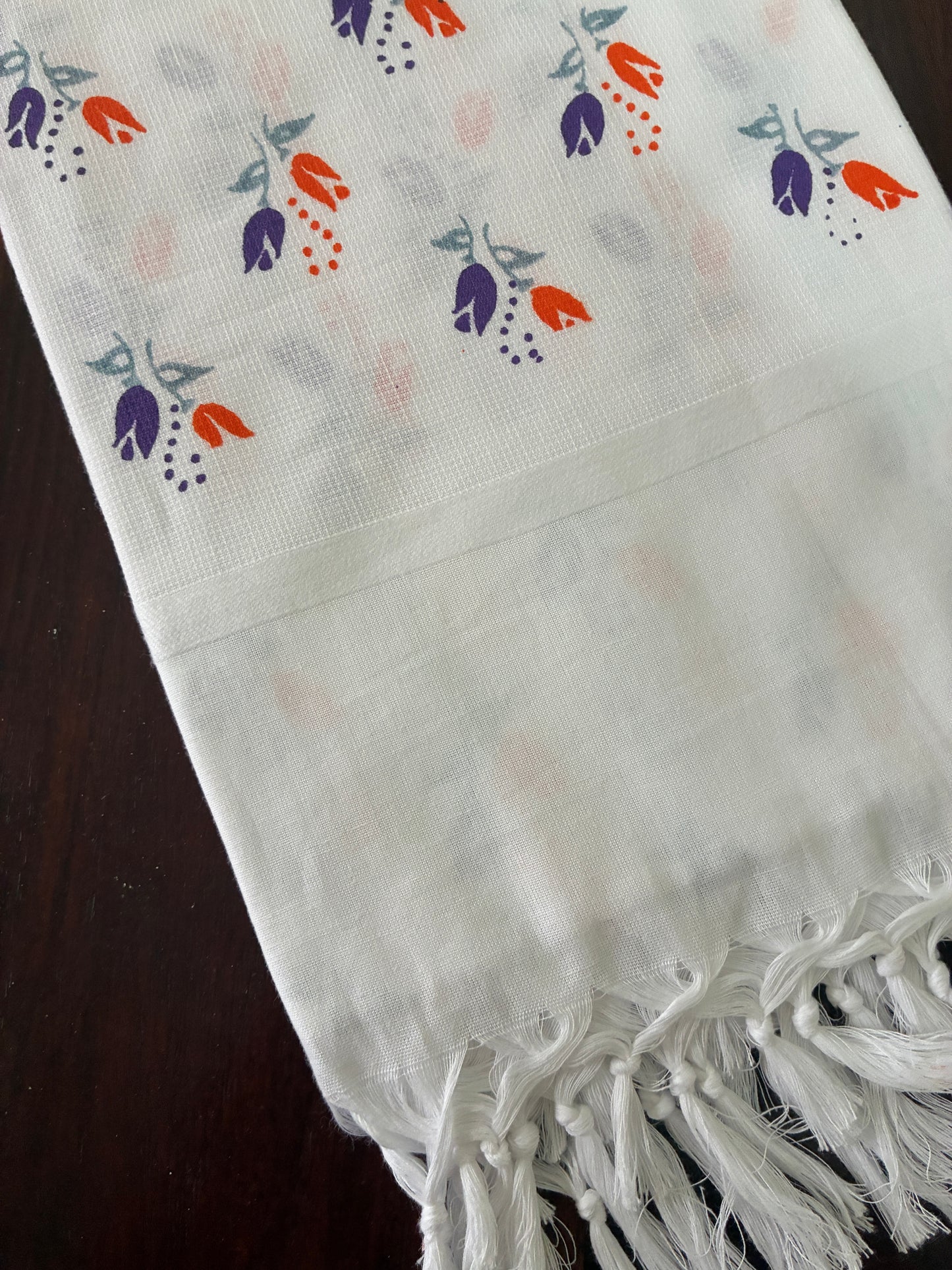 White floral Cotton Bath Towels