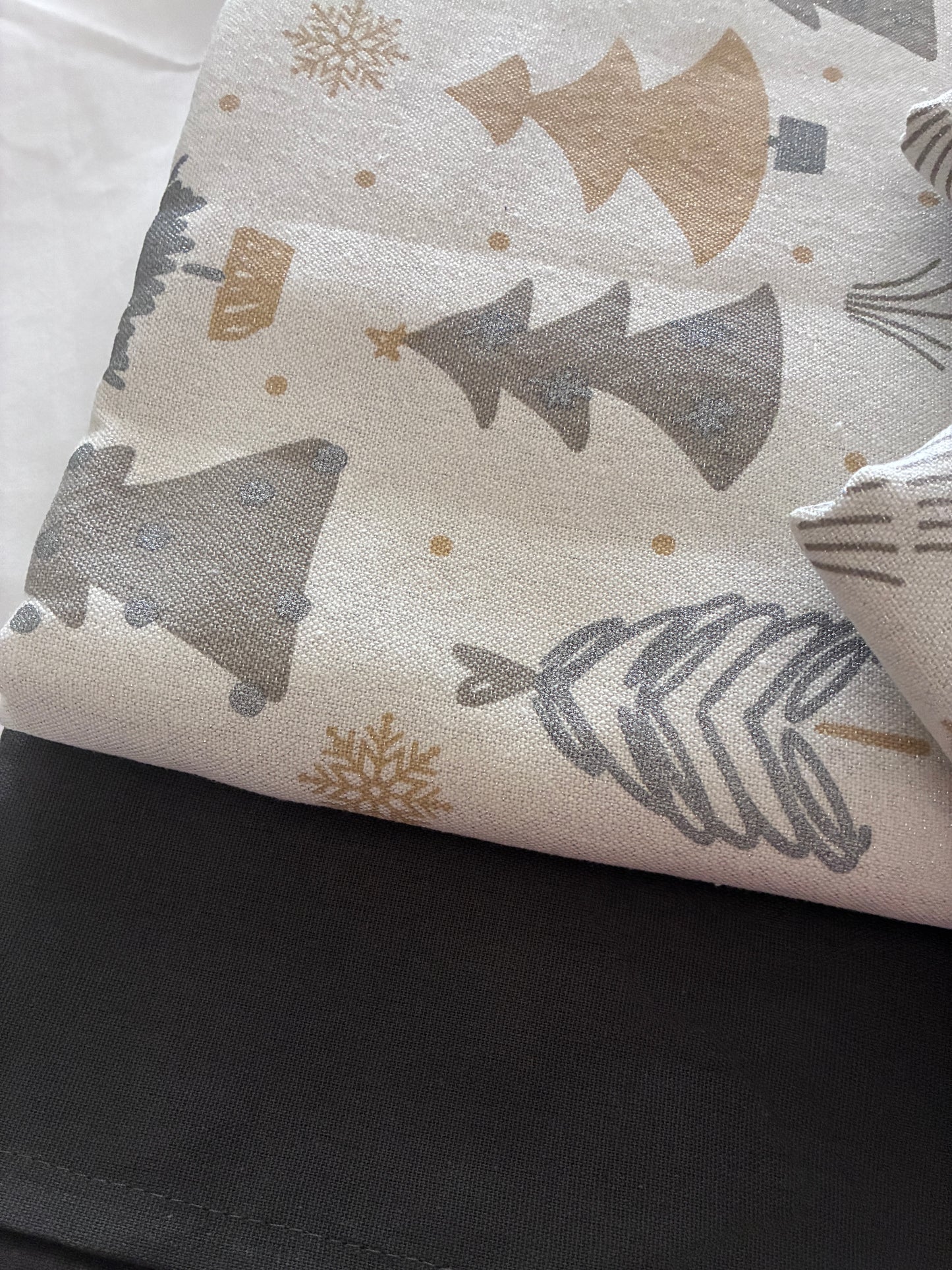 Christmas Tree Glitter King Size Cotton Bedspread 100x110 in