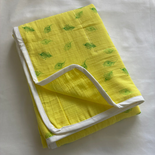 Yellow Feather Muslin Blanket/ Dohar