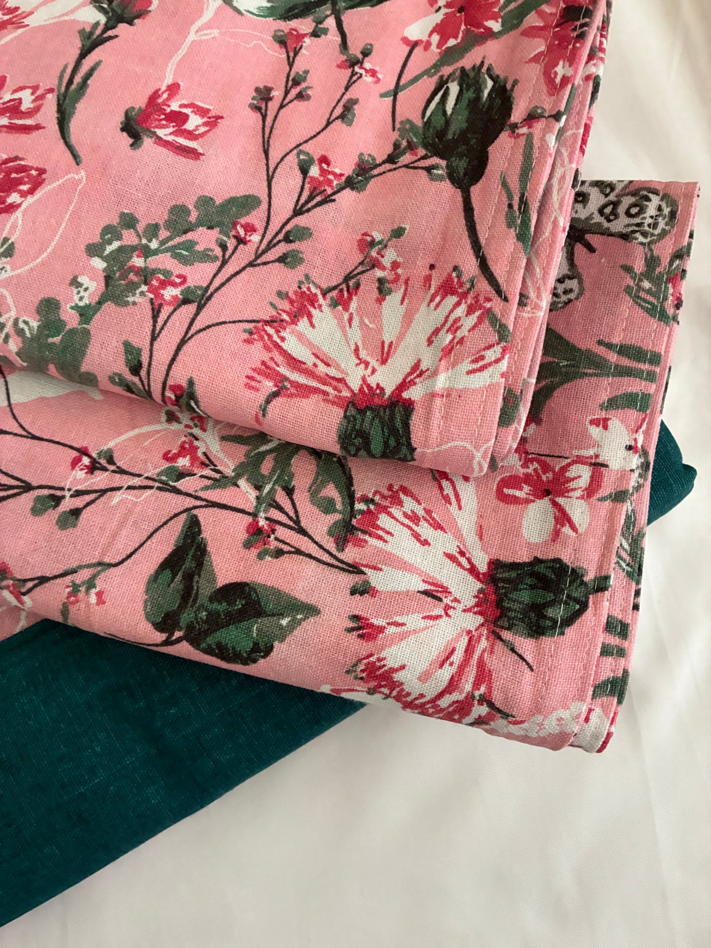 Pink Wildflower King Size Cotton Bedspread 100x110 inches