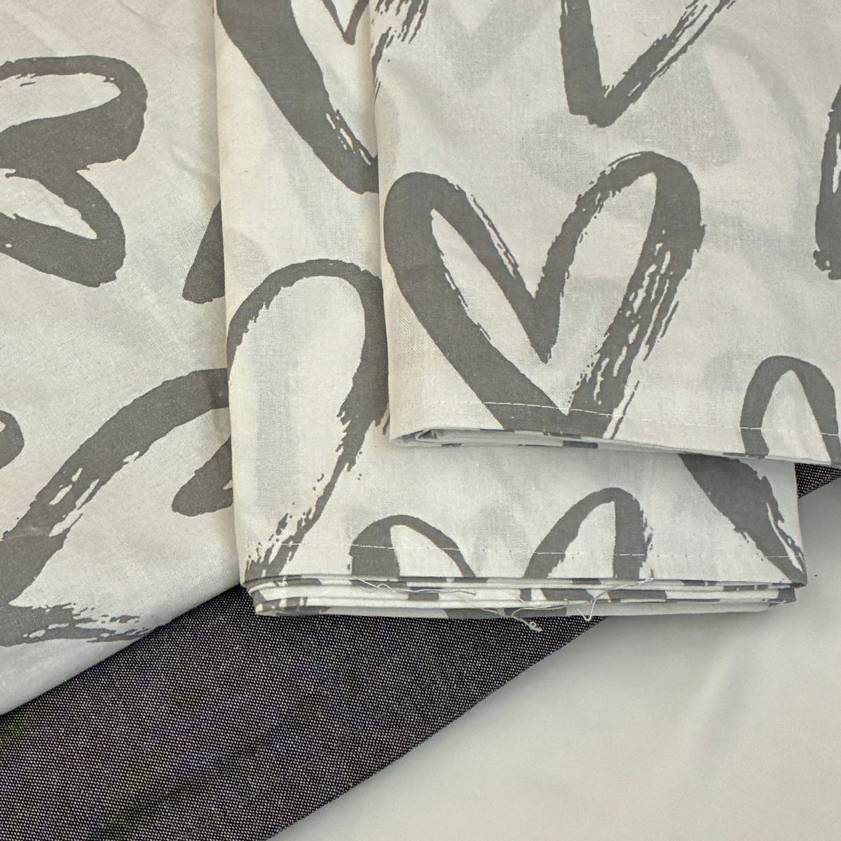 Grey Heart King Size Cotton Bedspread 100x110 inches
