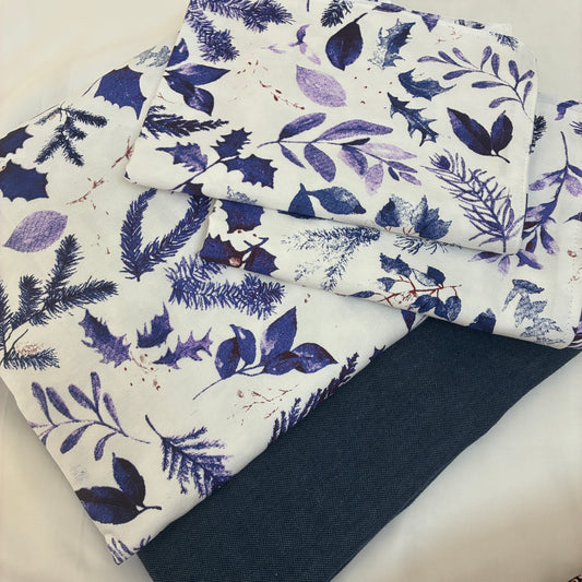 Blue Floral King Size Cotton Bedspread 100x110 in