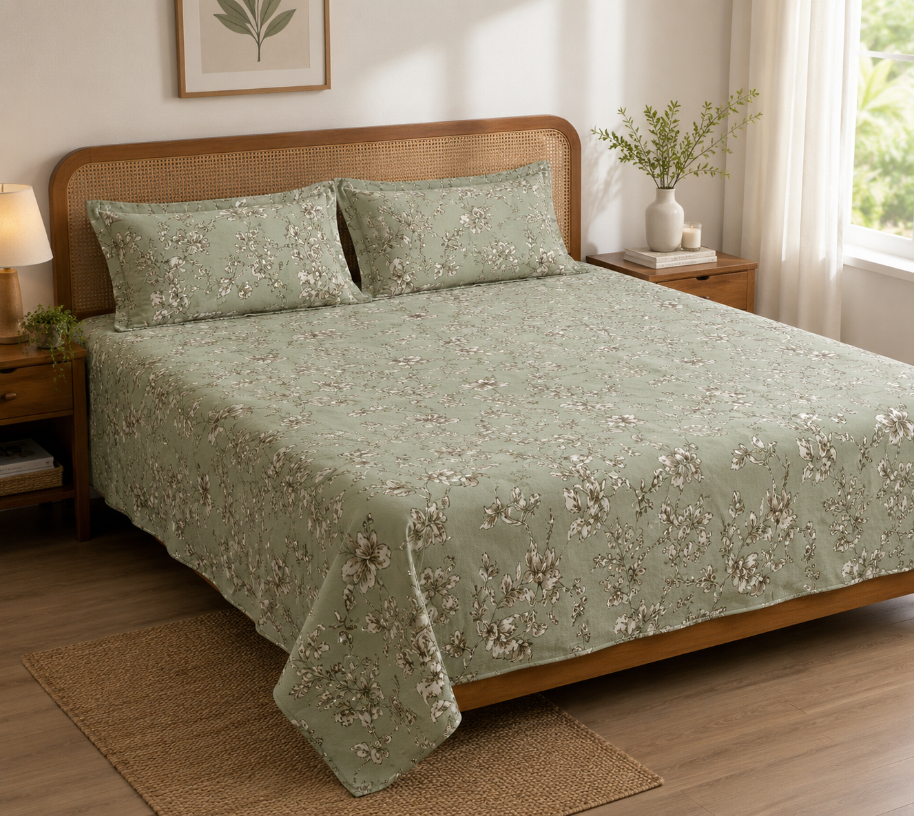 300TC Premium King Size Cotton Bedspread 108x108 inches