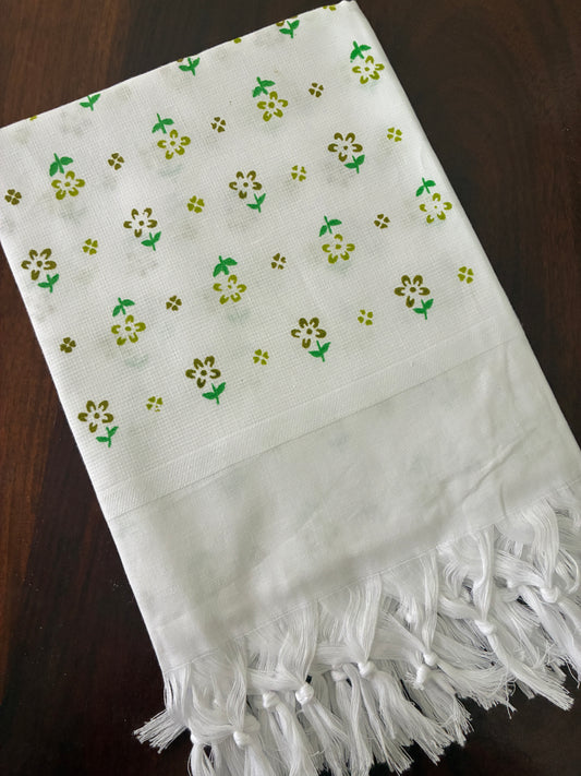 White floral Cotton Bath Towels