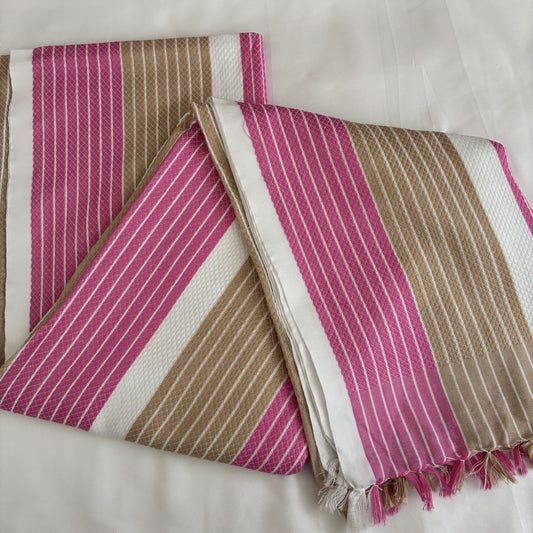 Pink Stripes Extra Long Cotton Bath Towel