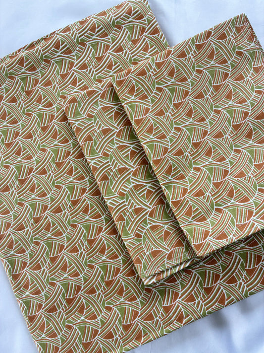 Brown Abstract Single Size Bedspread with 2 Pillow Covers 60 x 90 in