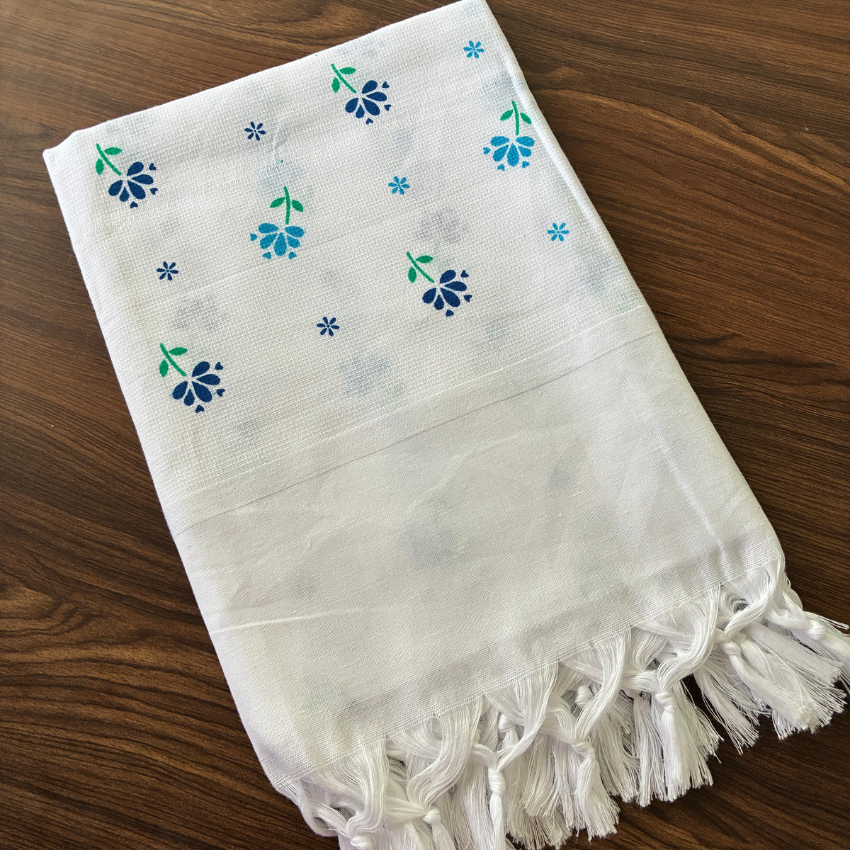 White floral Cotton Bath Towels
