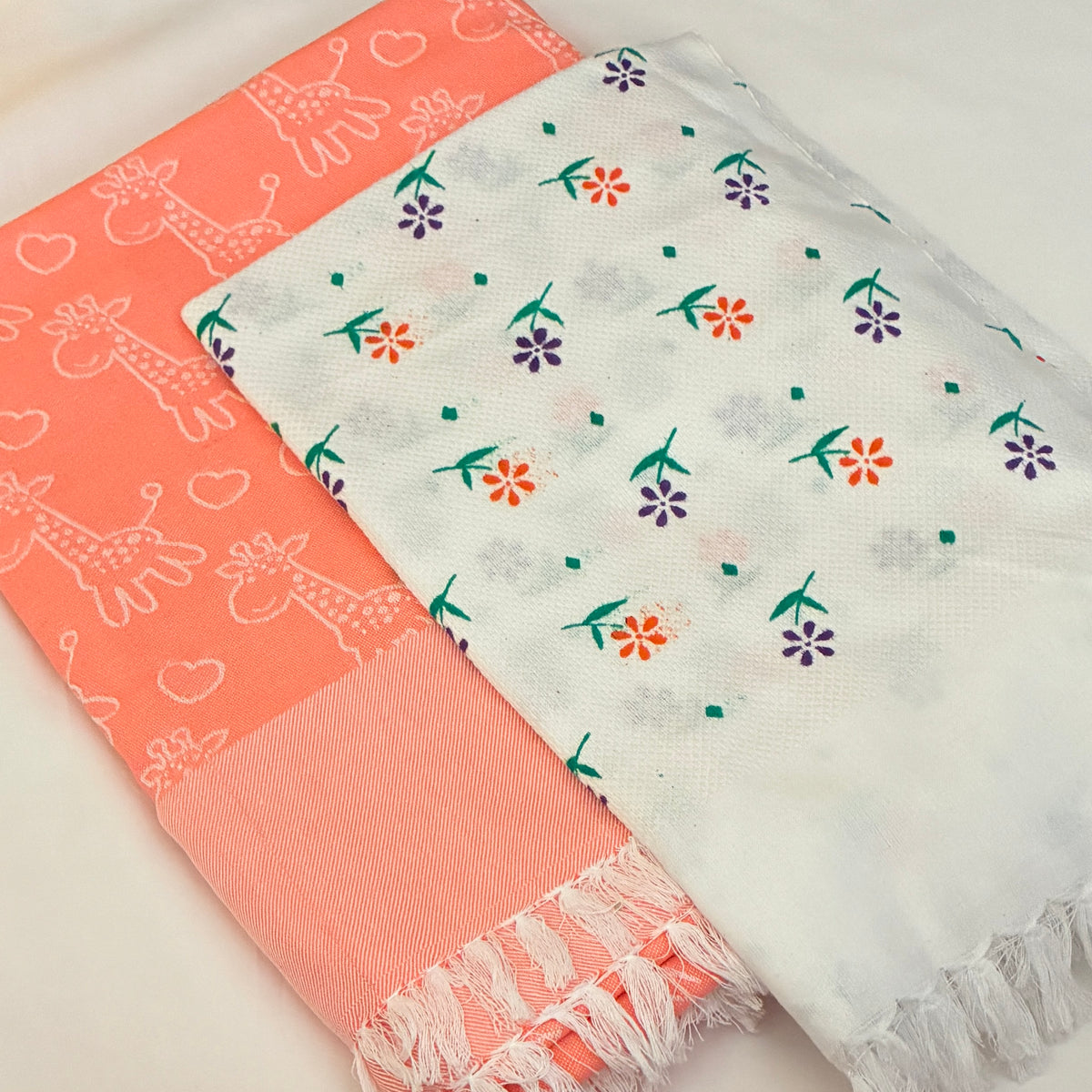 Orange Giraffe Cotton Single Blanket with Free Towel