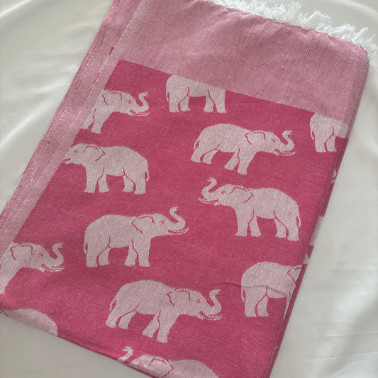 Pink Elephant Blanket/ Throw