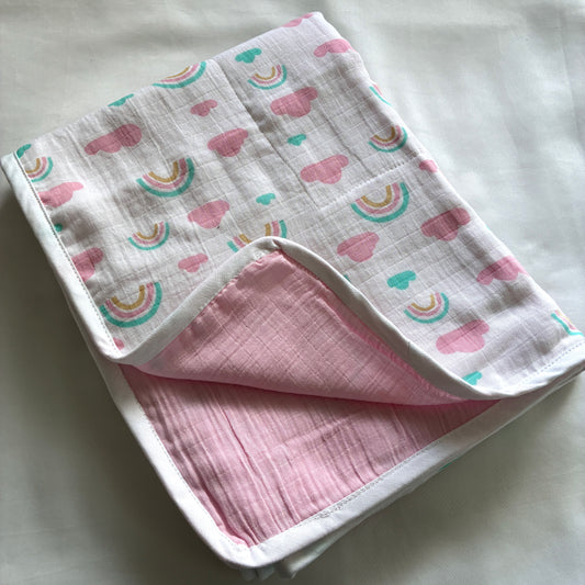 Pink Clouds Muslin Blanket/ Dohar