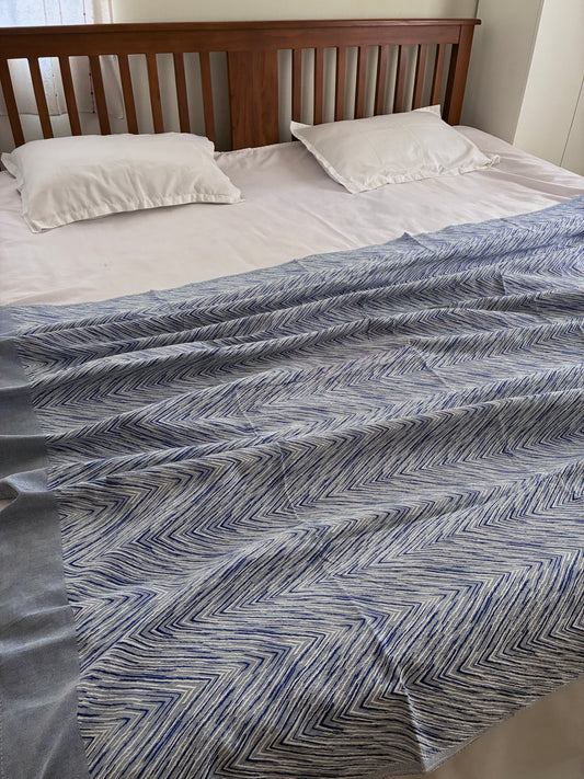 Navy Blue Dual Tone Cotton  Blanket/ Throw