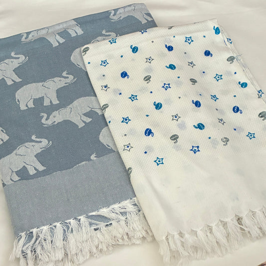 Elephant Cotton Single Blanket with Free Towel