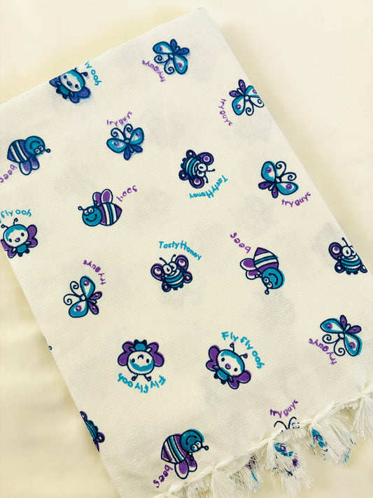 Butterfly Print Cotton Bath Towels