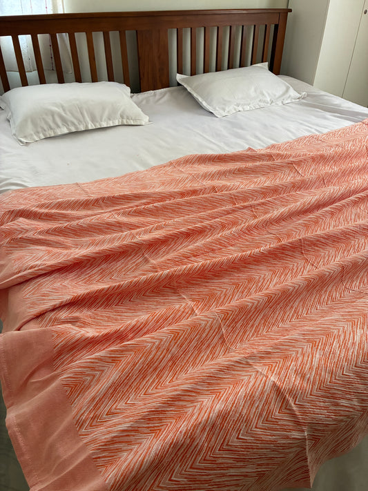 Orange Dual Tone Cotton  Blanket/ Throw