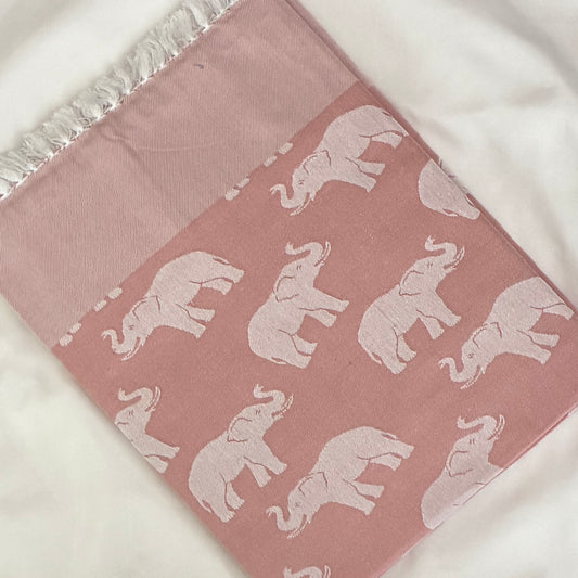 Peach Elephant Single Size Blanket / Throw