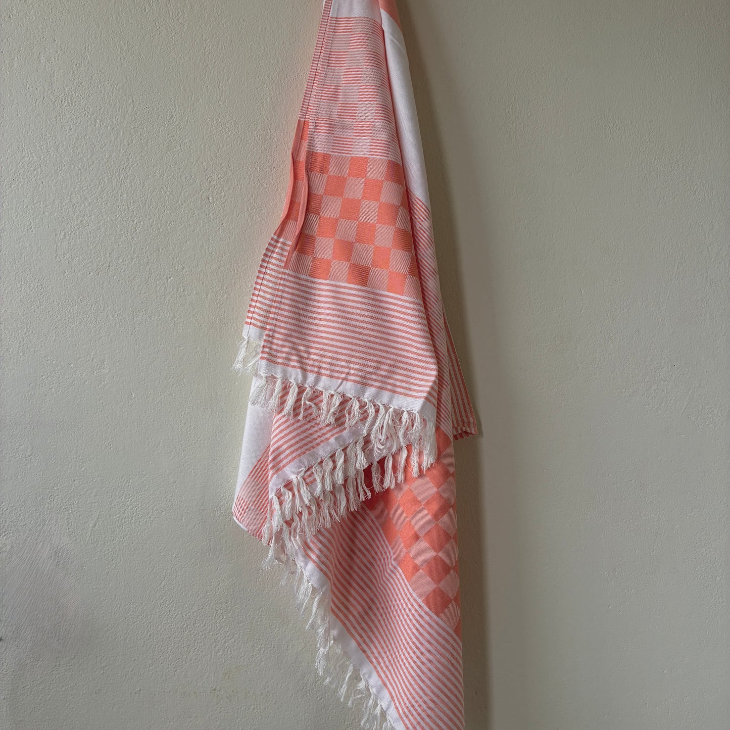 Orange Checks Bamboo Bath Towels