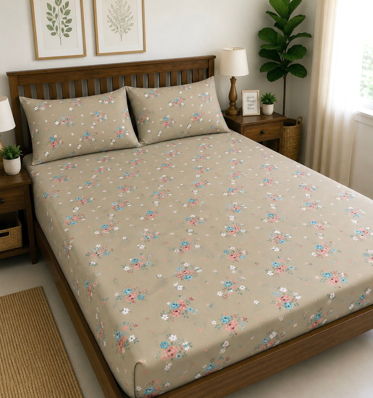 Multi floral Fitted King Size Bedspreads  75x75x10 inches