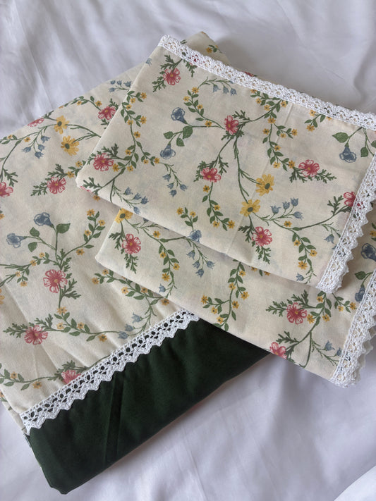 Floral Lace King Size Cotton Bedspread 100x110 in